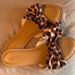 Leopard Print Slides with Bow